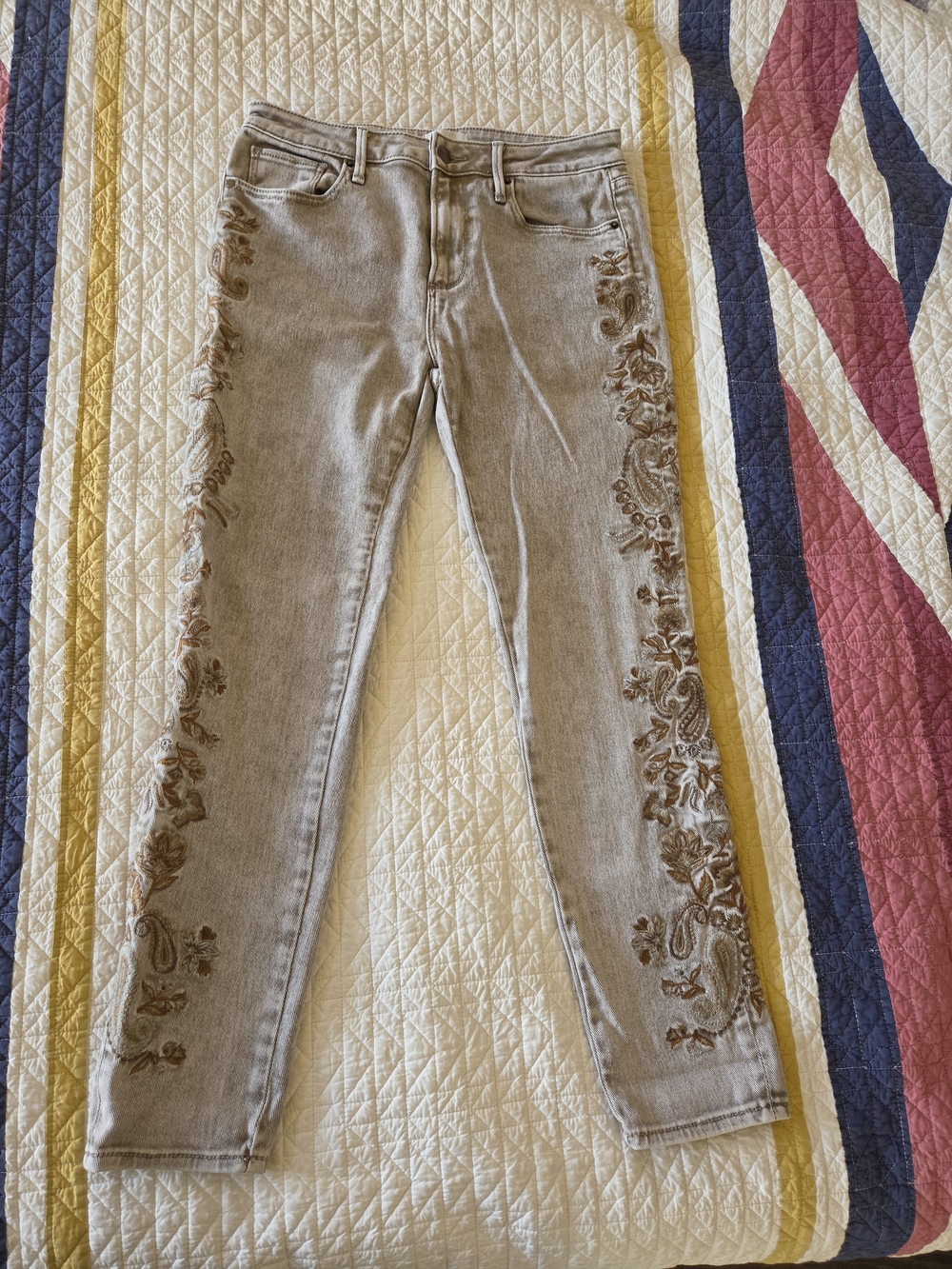 Driftwood Jackie High Rise Embroidered Floral Denim Jeans - Picture 2 of 7